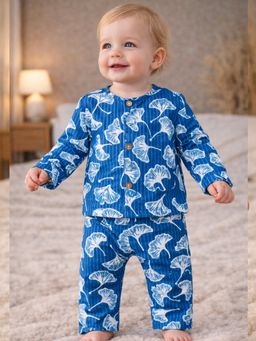 The Natkhat Tales - Navy Blue Kids Cotton Premium Sleepwear Top with Pyjama