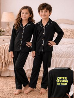The Natkhat Tales - Black Kids Cotton Tender Nightwear Shirt with Pyjama