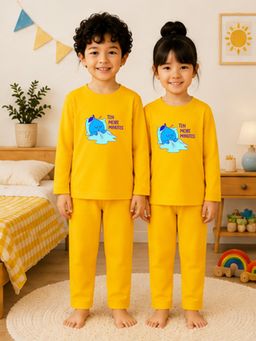 The Natkhat Tales - Mustard Kids Cotton Soft Touch Sleepwear T-Shirt with Pyjama