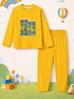 The Natkhat Tales - Mustard Kids Cotton Premium Fit Sleepwear T-Shirt with Pyjama