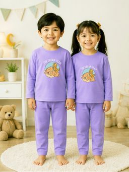 The Natkhat Tales - Purple Kids Cotton Soft Comfort Sleepwear T-Shirt with Pyjama
