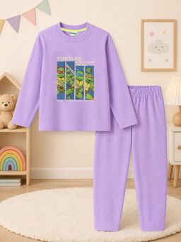 The Natkhat Tales - Purple Kids Cotton Cozy Cotton Nightwear T-Shirt with Pyjama