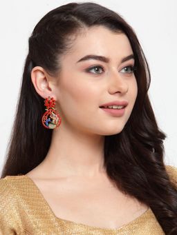 Anika's Creations - Anika's Creation Stylish Floral Kundan Designer Gold Plated Black Chandbali