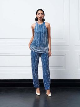 Kay Kay BY KKHUSHI SAHAII - Aura Embellished Round Neck Top With Pant Co- Ord Set