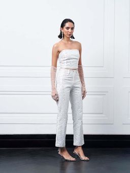 Kay Kay BY KKHUSHI SAHAII - Nolia White Embellished Strapless Co-Ord Set