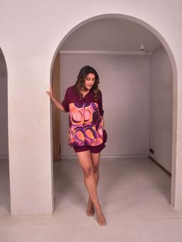 WHY SO BLUE - Purple Berry Printed Co-Ord Set