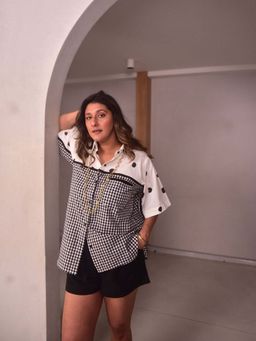 WHY SO BLUE - Black Dottie And Checks Shirt