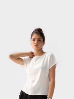 Saltpetre - Ecru Satin White Work Top