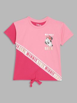 Blue Giraffe - Girls Pink Printed T-shirt