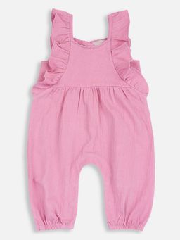 Chicco - Girls Medium Pink Solid Long Dungaree