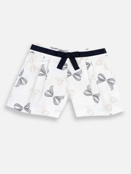 Chicco - Girls White and Blue Printed Shorts