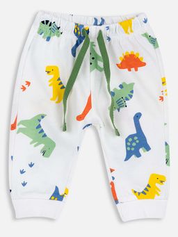 Chicco - Boys White Dinosaur Printed Joggers