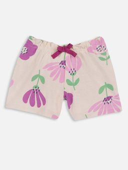 Chicco - Girls Beige Floral Printed Shorts