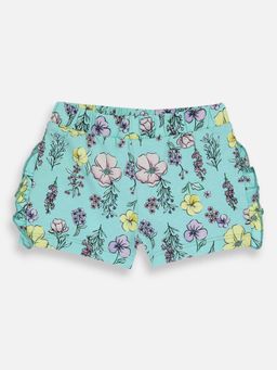 Chicco - Girls Sea Green Floral Printed Shorts