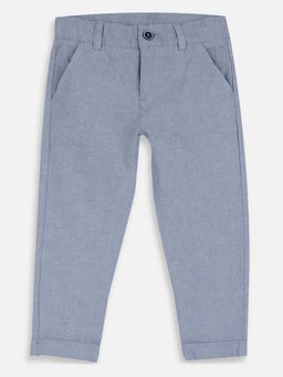 Chicco - Boys Medium Light Grey Solid Cotton Trouser