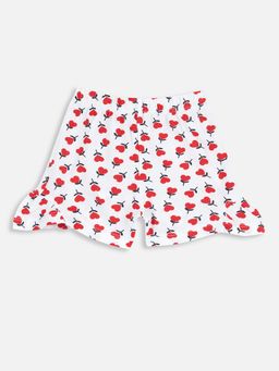 Chicco - Girls White and Red Heart Printed Shorts