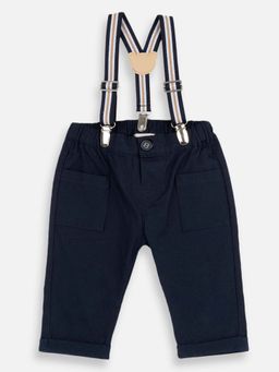 Chicco - Boys Navy Blue Solid Trouser with Suspender