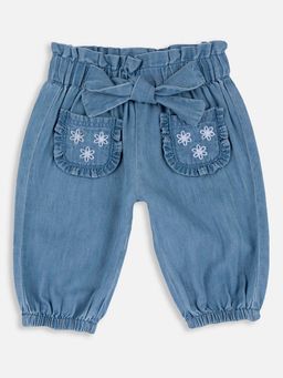 Chicco - Girls Medium Light Blue Embroidered Joggers