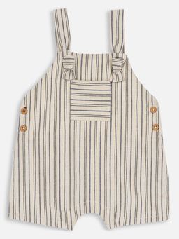 Chicco - Boys Light Beige Striped Short Dungaree