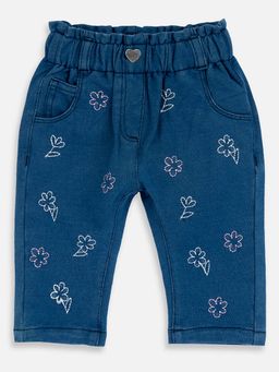 Chicco - Girls Medium Blue Embroidered Jeans