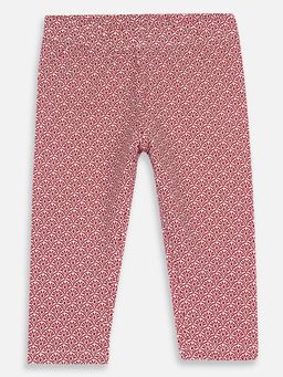 Chicco - Girls White and Red Printed Leggings