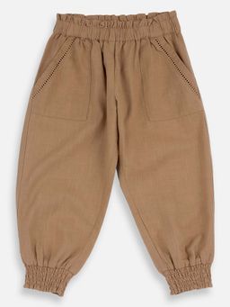 Chicco - Girls Light Brown Solid Joggers