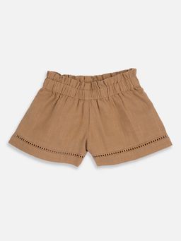 Chicco - Girls Light Brown Solid Shorts