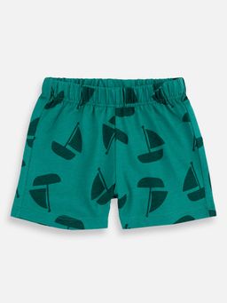Chicco - Boys Medium Green Printed Shorts