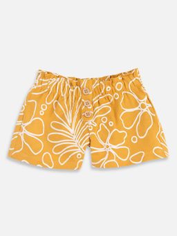 Chicco - Girls Yellow Floral Printed Shorts