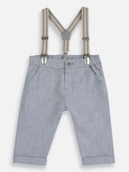 Chicco - Boys Medium Grey Solid Trouser with Suspenders