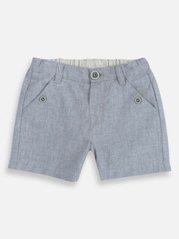 Chicco - Boys Grey Solid Cotton Shorts
