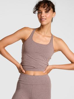 Victoria's Secret - PINK All-Day Cotton Square-Neck Bra Brown Tank