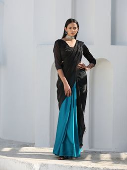 Swtantra - Mystic Blue & Black Saree