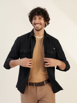 Andamen - Midnight Panther Men Casual Solid Overshirt Regular Fit