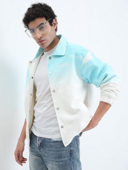 SHOWOFF - Men Ombre Blue Collar Neck Front Jacket