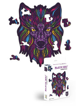 Webby - Majestic Wolf Jigsaw Wooden Zentangle Art Design Puzzle (24 Pieces) (3-12 Years)