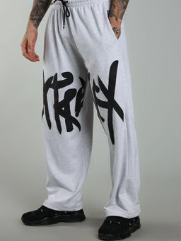 XTREMEX - Pure Cotton Classic Grey Melange Men Loose Fit Printed Trackpant