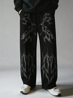 XTREMEX - Pure Cotton Dark Escape Men Black Loose Fit Printed Trackpant