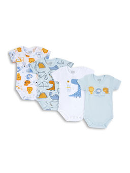 Chicco - Unisex Multi-Color Printed Romper (Pack of 4)