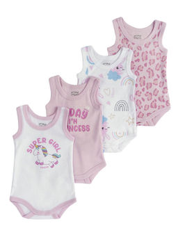 Chicco - Unisex Multi-Color Printed Romper (Pack of 4)