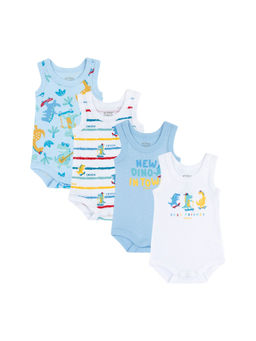 Chicco - Unisex Multi-Color Printed Romper (Pack of 4)