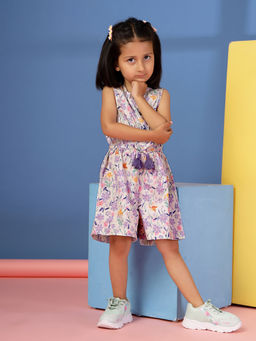 Budding Bees - Girls Lavender Floral Romper