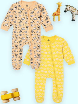 The Mom Store - Unisex Multi-Color Printed Romper (Pack of 2)