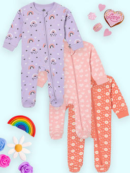 The Mom Store - Unisex Multi-Color Printed Romper (Pack of 3)