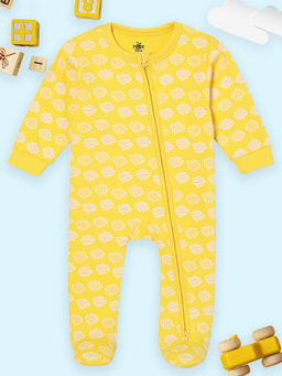 The Mom Store - Unisex Yellow Printed Romper