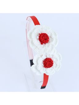 Asthetika Kids - Knitted Florals Hair Band - Red , White