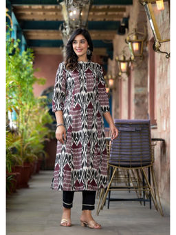 Juniper - Multi Color Ikat Printed Liva Rayon Kurta