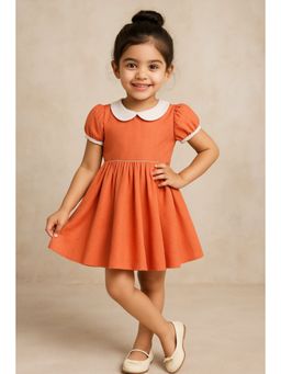 Earthy Tweens - Pure Cotton Slub Orange Dress