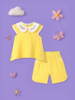 Nautinati - Girls Cotton Embroidery Top and Shorts