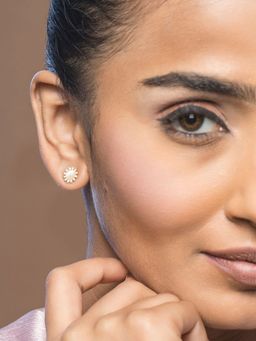 Sheer by Priyaasi - Studded Floral Gold-Plated Sterling Silver Earrings